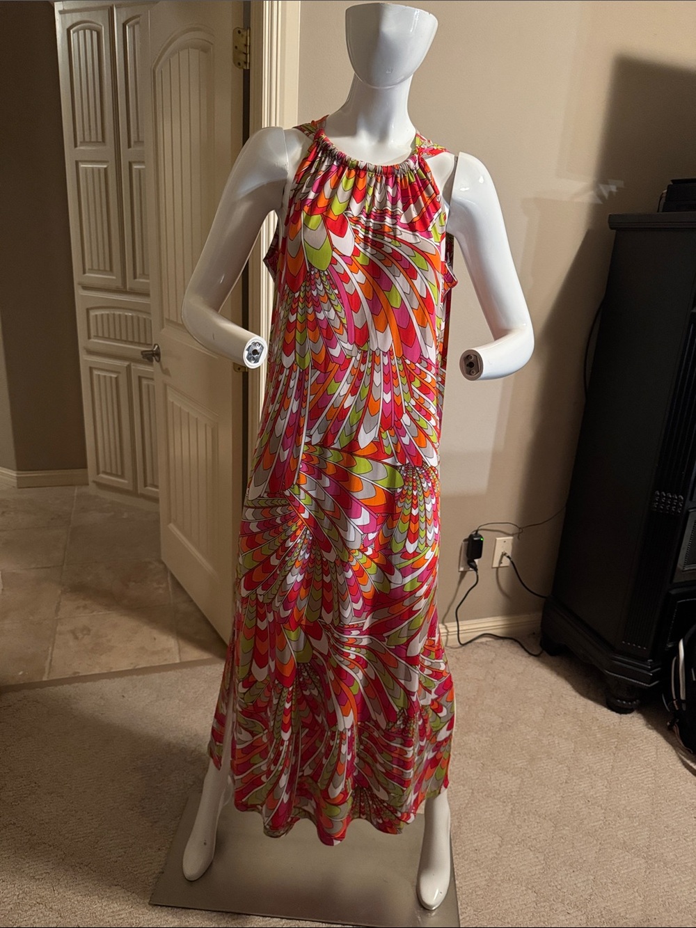 Ivy Lane Vibrant Multicolor Halter Maxi Dress, Sz XL